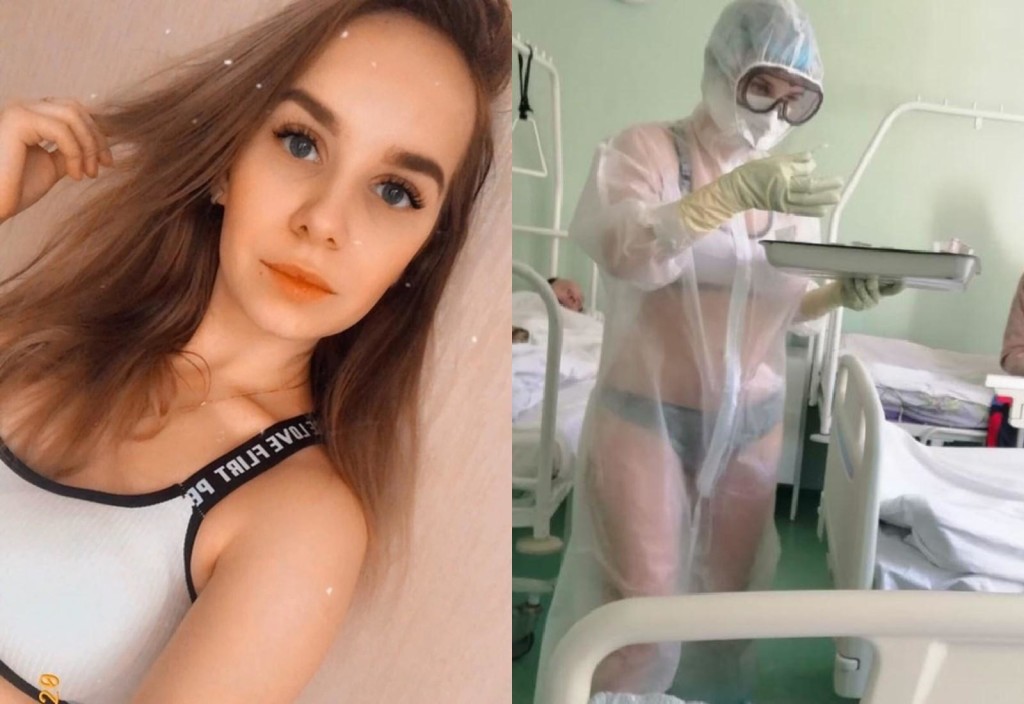 【白衣の天使】ロシアの美人看護婦さん、新型コロナ防護服でエロ画像撮って炎上中！！（画像）・1枚目
